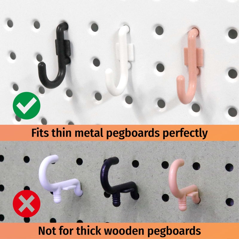 HUHOLE Pegboard Plastic Hooks  Designed for 1/4"" Metal Pegboard Panel  Black  100PC - Image 3